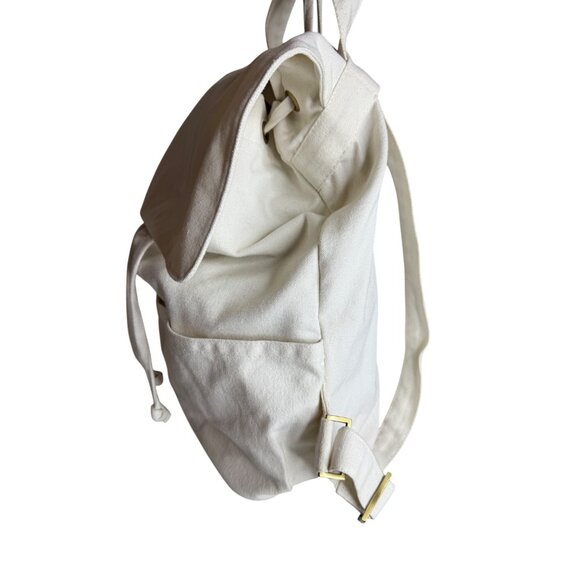 Laude The Label Natural Convertible Canvas Backpack Drawstring Closure Ivory - Picture 4 of 10
